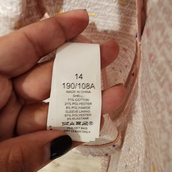 Kate Spade Pink Multicolor Mainline Tweed Long Jacket Coat size 14 - Picture 11 of 15